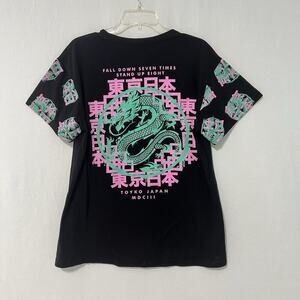 Fresh Laundry Tokyo Japan T-Shirt Large Black Dragon Graphic Print Short Sleeve